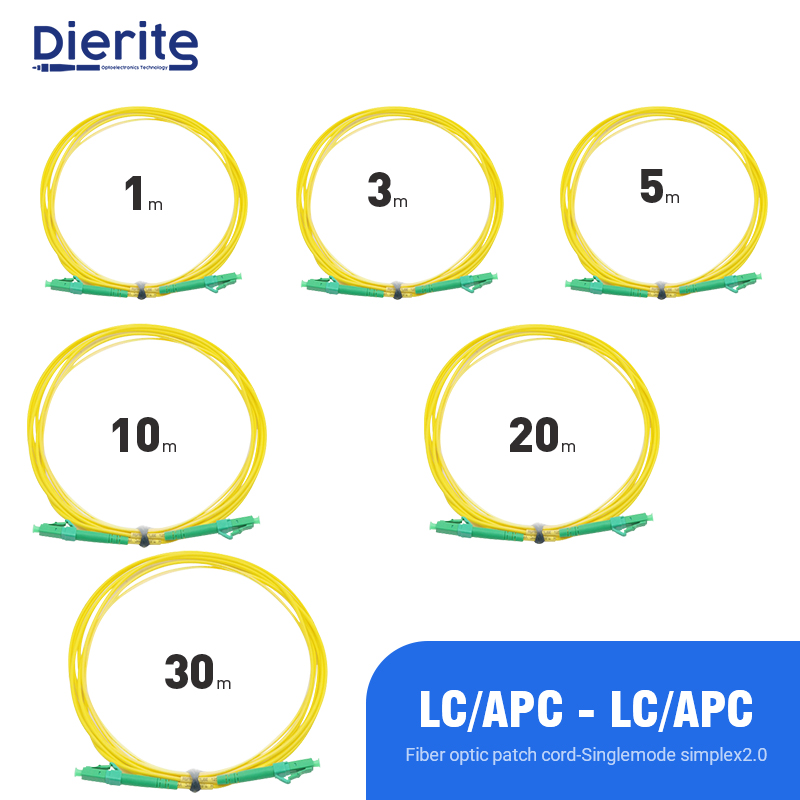 LC APC To LC APC Simplex G.652.D Single Mode PVC 2.0mm -2m Fiber Patch Cable