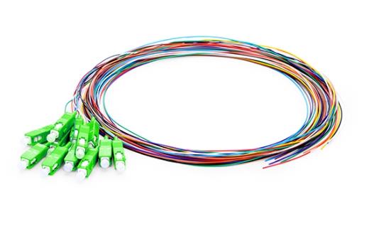 1m SC APC 12 Fibers OS2 Single Mode Unjacketed Color-Coded Fiber Optic Pigtail